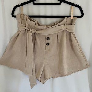 Mustard Seed Linen Paper Bag Shorts NWOT